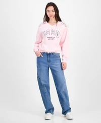 Planet Heart Juniors' Varsity Graphic Bubble-Hem Sweatshirt