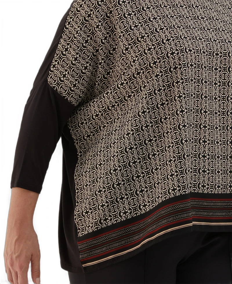 Ella Rafaella Plus Medallion Print Knit 3/4 Sleeve Top