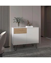 Depot E-Shop Chelan Sideboard, 2 Doors, 1 Drawer, 4 Shelves, White / Natural Oak