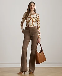 Lauren Ralph Petite Belting-Print Cotton Long-Sleeve Tee