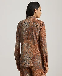 Lauren Ralph Petite Classic-Fit Paisley Crepe Shirt