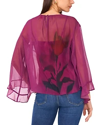 Vince Camuto Women's Chiffon Flutter-Sleeve Top
