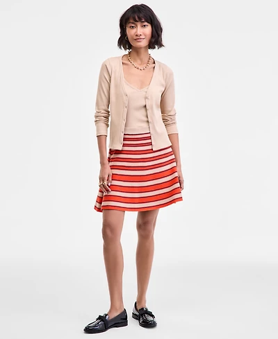 On 34th Women's Striped Pull-On Flounce Sweater Mini Skirt, Macy's Exclusive