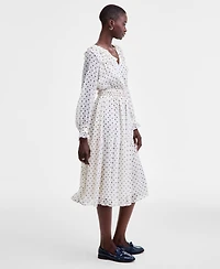 On 34th Women's Printed Ruffle-Trim Long-Sleeve Midi Dress, Macy's Exclusive