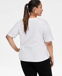 I.n.c. International Concepts Plus Grommet Embellished Cotton Top, Macy's Exclusive