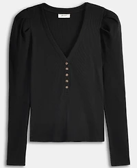 On 34th Women's Puff-Shoulder Long-Sleeve Henley T-Shirt, Macy's Exclusive