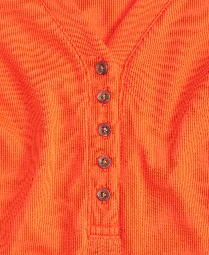 On 34th Women's Puff-Shoulder Long-Sleeve Henley T-Shirt, Macy's Exclusive