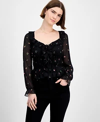 Tinseltown Juniors' Tie-Back Ruffle Blouse