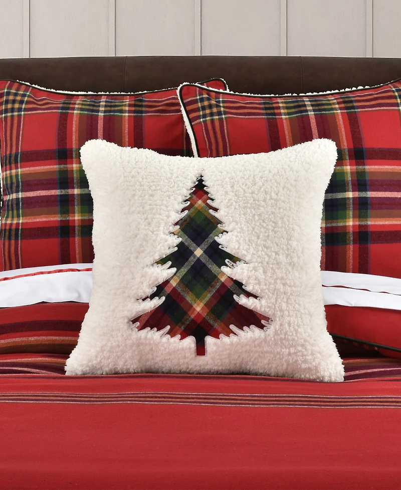 J Queen New York Andrew Plaid Square Embellished Decorative Pillow, 20" x 20"