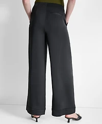 Dkny Women's Glazed High Rise Seamed-Cuff Wide-Leg Pants