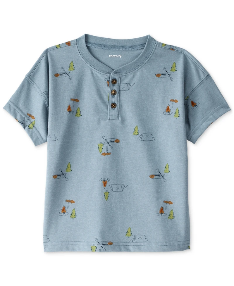 Carter's Toddler Boys Camping-Print Short-Sleeve Henley T-Shirt
