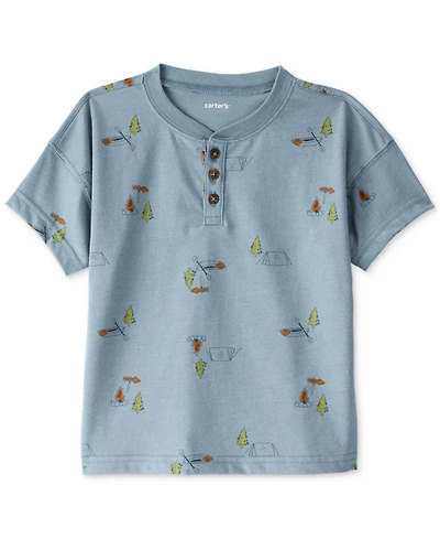 Carter's Toddler Boys Camping-Print Short-Sleeve Henley T-Shirt