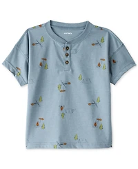 Carter's Toddler Boys Camping-Print Short-Sleeve Henley T-Shirt