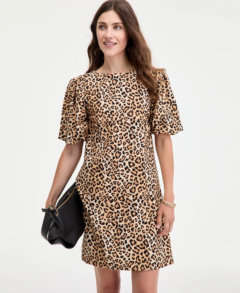 On 34th Women's Sketchy Leopard-Print Puff-Sleeve Mini Dress, Macy's Exclusive