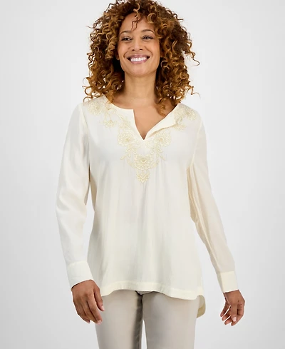 Jm Collection Women's Shine Embroidered Tunic Top, Exclusively at Macy's