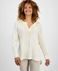 Jm Collection Women's Shine Embroidered Tunic Top, Exclusively at Macy's