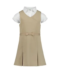 Nautica Little Girls 2-Piece Pleat Front Jumper and Stretch Poplin Shirt Set