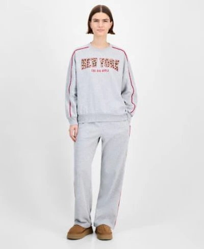 Rebellious One Juniors Big Apple Crewneck Sweatshirt Piped Sweatpants