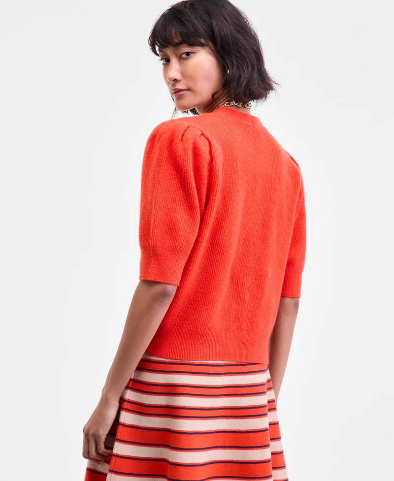 On 34th Women's Puff-Sleeve V-Neck Cardigan, Macy's Exclusive