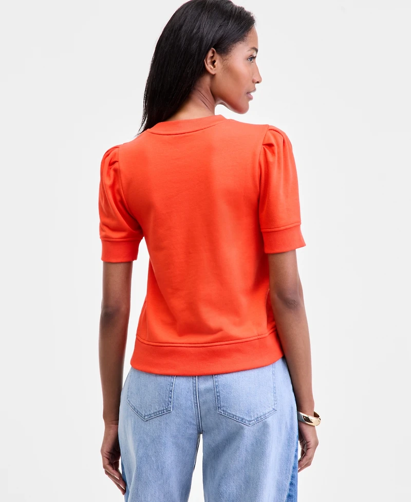 On 34th Women's Puff-Sleeve French Terry Sweatshirt, Macy's Exclusive