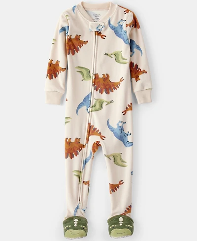 Carter's Baby Boys Dinosaur-Print Long-Sleeve 2-Way-Zip 1-Piece Footed Pajamas