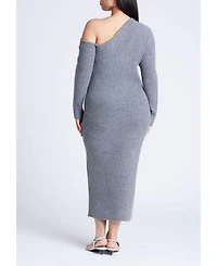 Eloquii Women's Plus Off Shoulder Sweater Dress