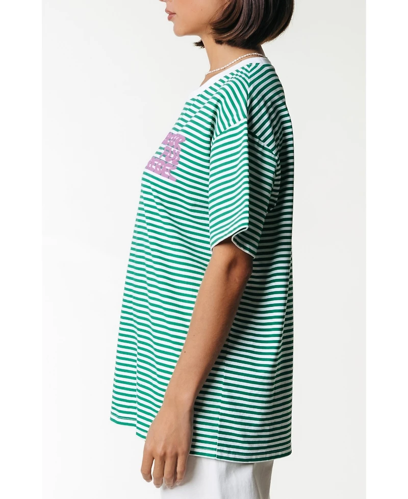 Colourful Rebel Puff Logo Stripe Loosefit Tee
