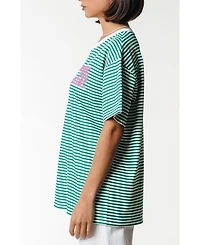 Colourful Rebel Puff Logo Stripe Loosefit Tee