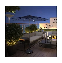 9 Feet Solar Led Lighted Patio Market Umbrella with Tilt Adjustment without Base