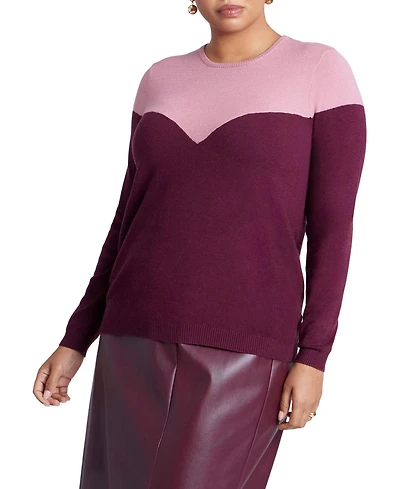 Eloquii Women's Plus Sweetheart Colorblock Sweater