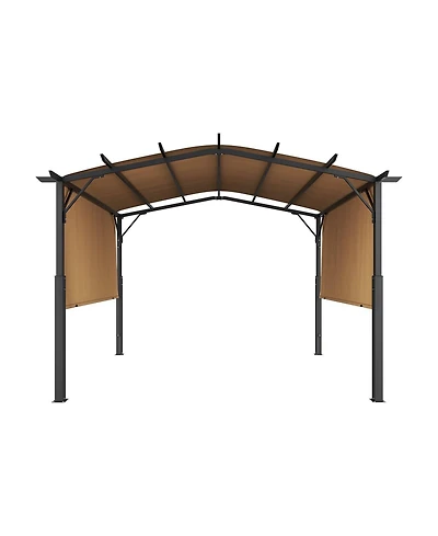 Outdoor Retractable Pergola with Canopy Arched Top Metal Patio Pergola