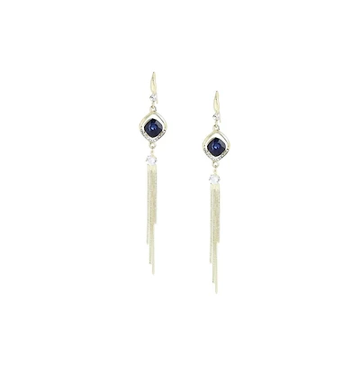 Sohi Women's Black Sleek Drop Earrings