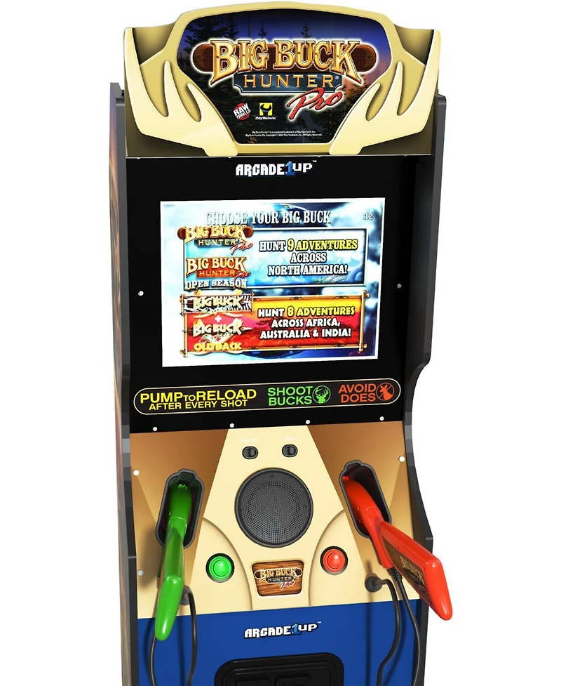 Arcade1Up Big Buck Hunter Pro Deluxe Arcade Machine, 5-Foot Stand-Up Cabinet, 4 Games, 17-Inch Screen, 2 Light Gun Rifle Included