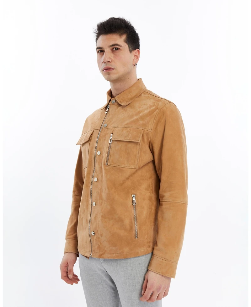 Furniq Uk Men's Suede Shirt Jacket, Created for Macy's