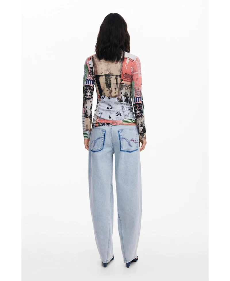 Desigual Women's Fine postcard sweater