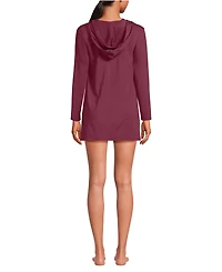 Lands' End Women's SunShade Upf 50 Hooded Mini Swim Cover-Up Dress