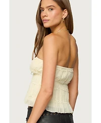 Edikted Women's Seren Ruffle Chiffon Strapless Top