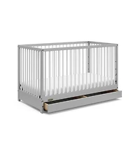 Graco Teddi 5-in-1 Convertible Crib with Drawer - Pebble Gray and White