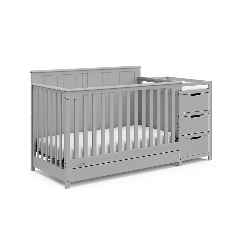 Graco Hadley 5-in-1 Convertible Crib and Changer with Drawer (Pebble Gray)