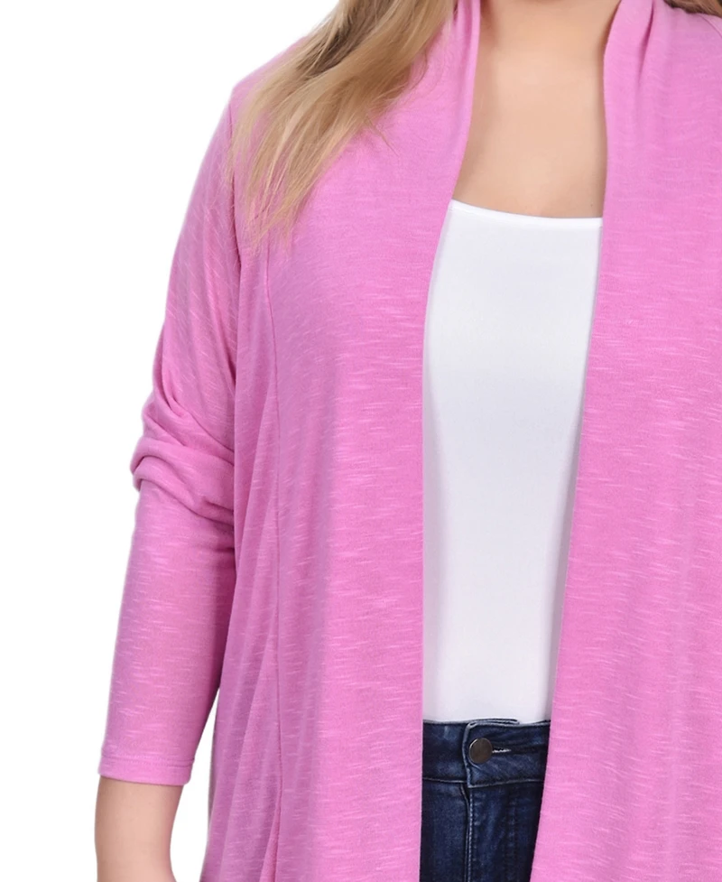 Ny Collection Plus Long Sleeve Cardigan Sweater