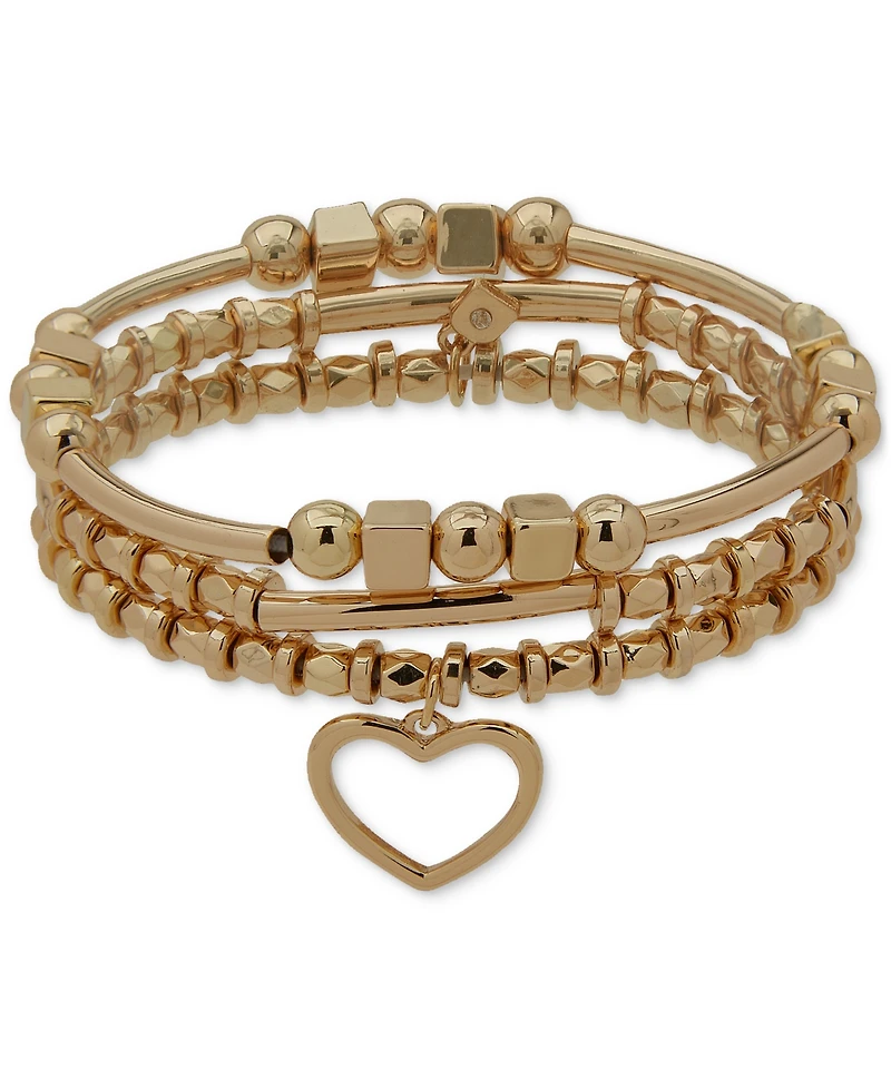 Nine West 3-Pc. Set Heart Charm Beaded Stretch Bracelets