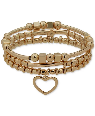 Nine West 3-Pc. Set Heart Charm Beaded Stretch Bracelets