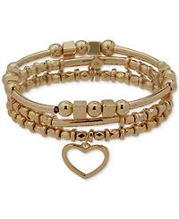 Nine West 3-Pc. Set Heart Charm Beaded Stretch Bracelets