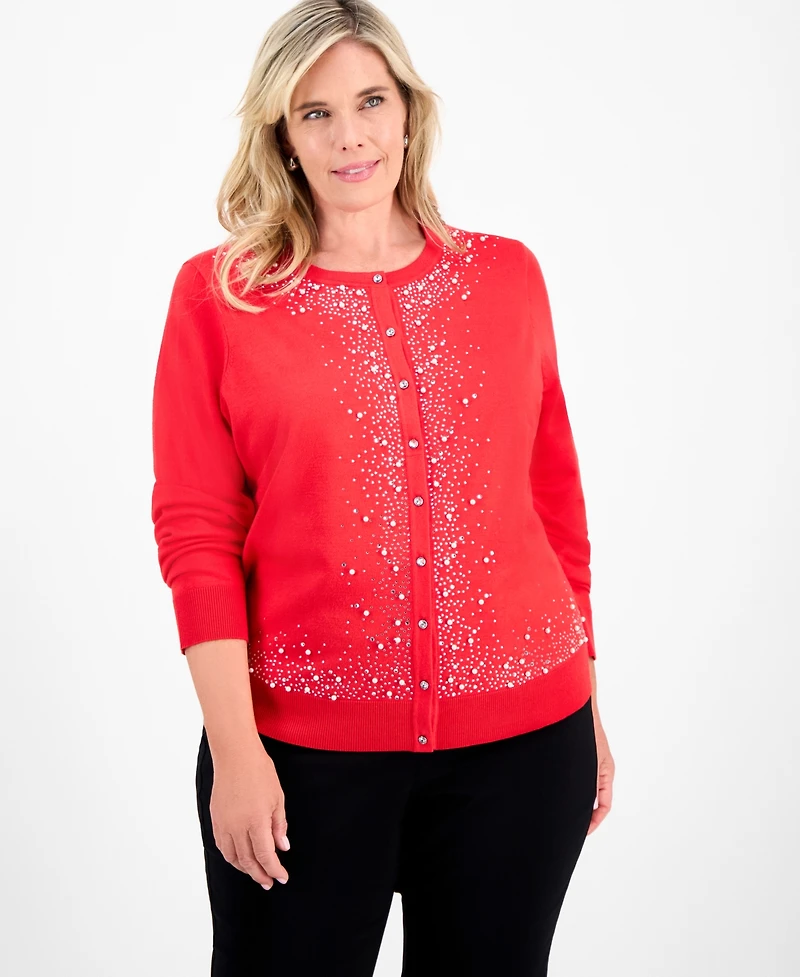 Jm Collection Plus Size Embellished Button-Front Cardigan, Macy's Exclusive