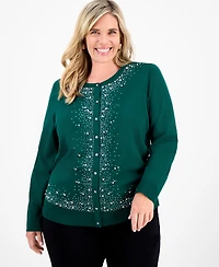 Jm Collection Plus Size Embellished Button-Front Cardigan, Macy's Exclusive