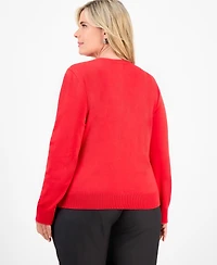 Jm Collection Plus Metallic Jacquard Button-Front Cardigan, Macy's Exclusive
