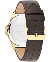 Tommy Hilfiger Men's Quartz Dark Brown Leather Strap Watch, 42mm