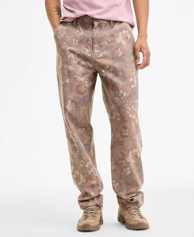 Sun + Stone Men's Pippen Relaxed-Fit Cotton Floral Carpenter Pants, Macy's Exclusive