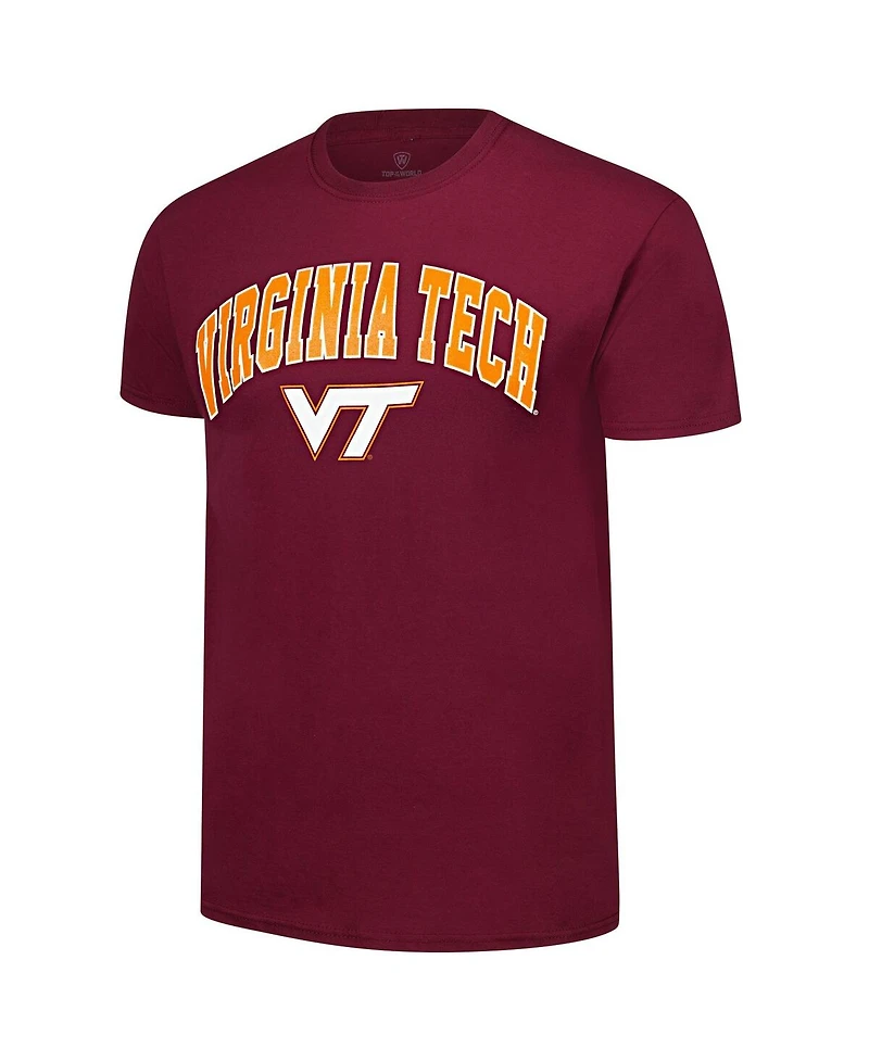 Fanatics Unlabeled Men's Maroon Virginia Tech Hokies Basic Distressed Arch Mascot T-Shirt