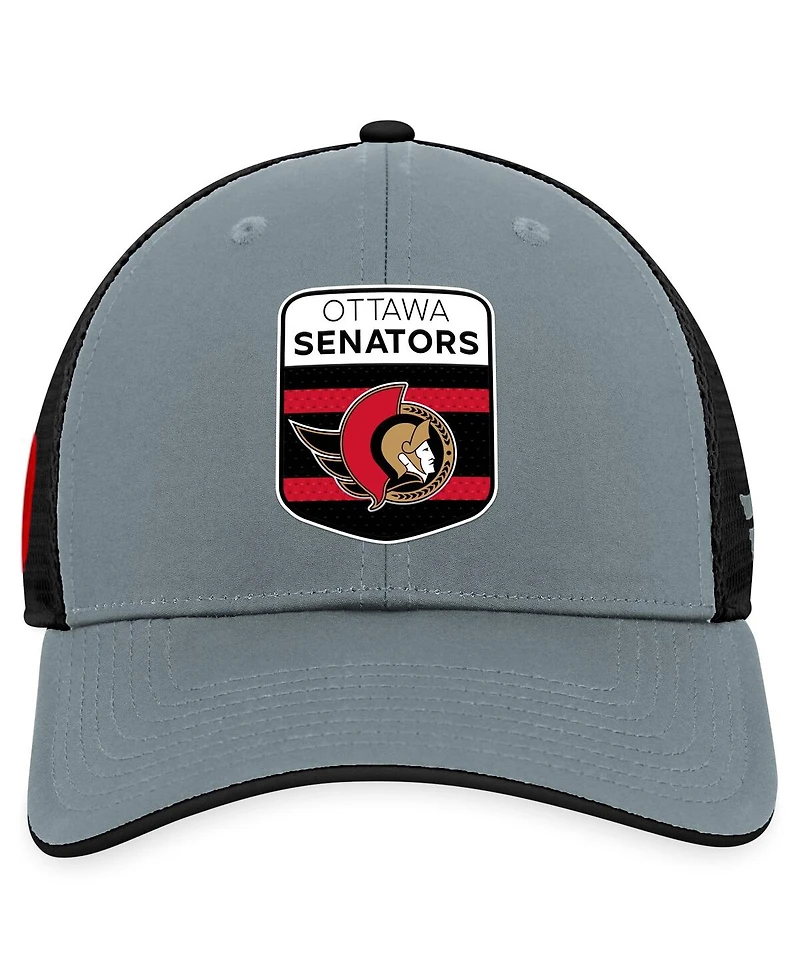 Fanatics Men's Gray/Black Ottawa Senators Authentic Pro Home Ice Trucker Adjustable Hat
